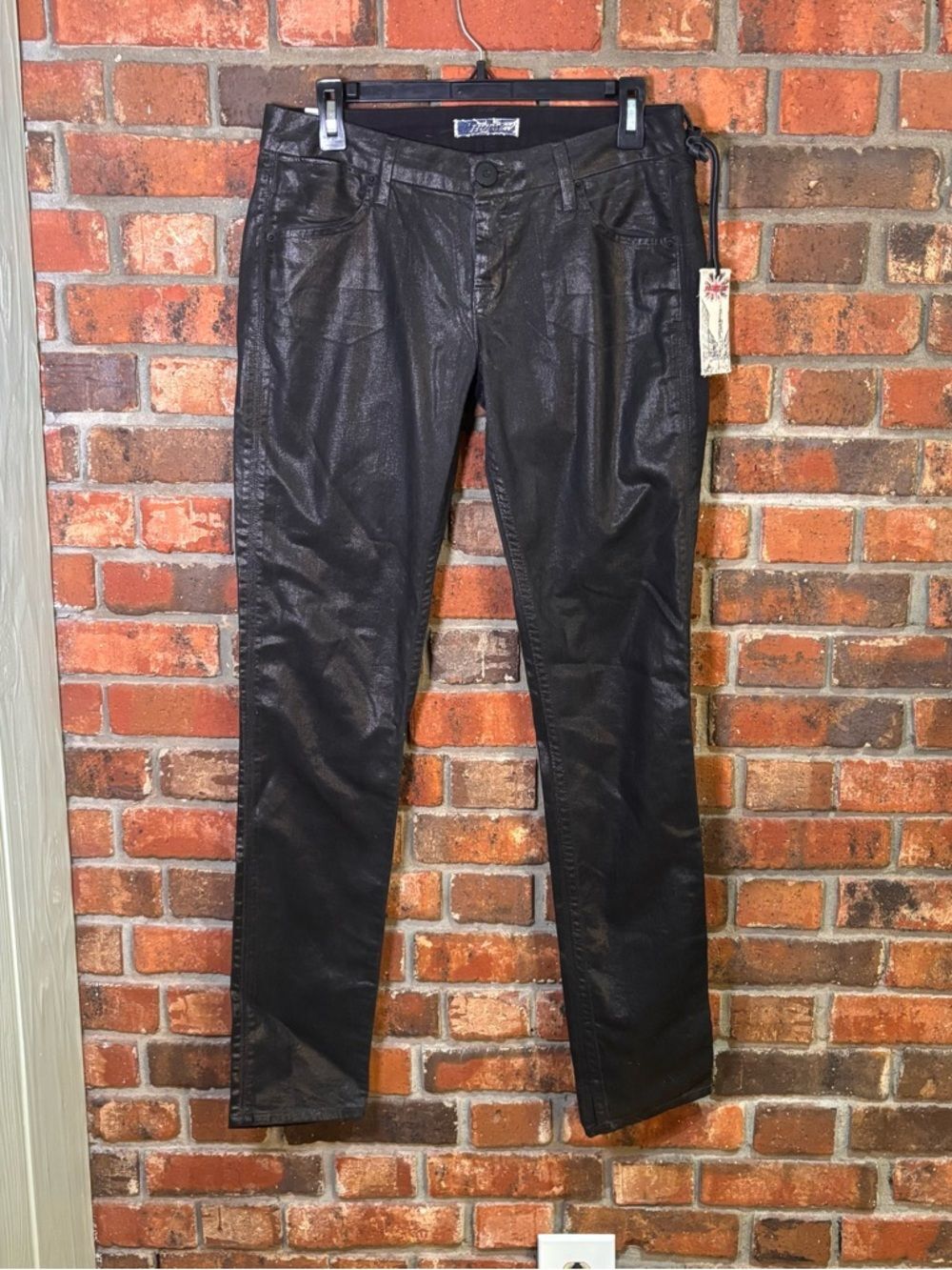NWT Hudson womens coated skinny jeans black 28